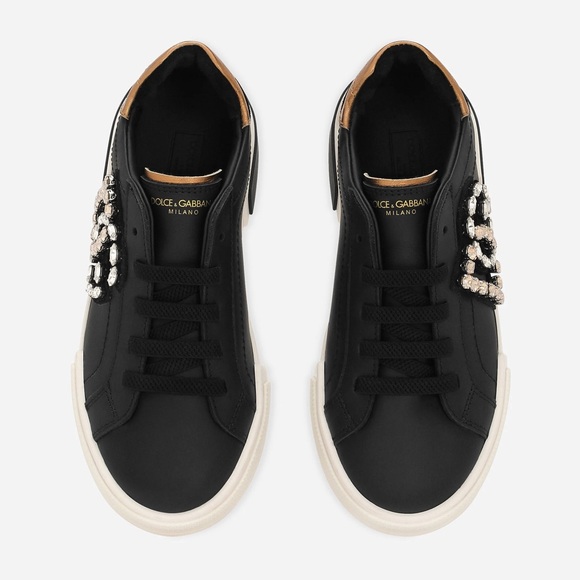 Dolce & Gabbana Black and Gold Crystal Sneakers *Brand New Never Worn* Size 33 - Picture 4 of 4